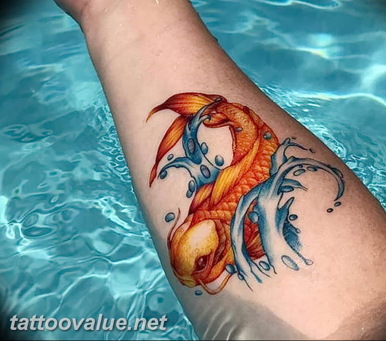 The meaning of a gold-fish tattoo: drawing history, photo examples,  sketches, facts