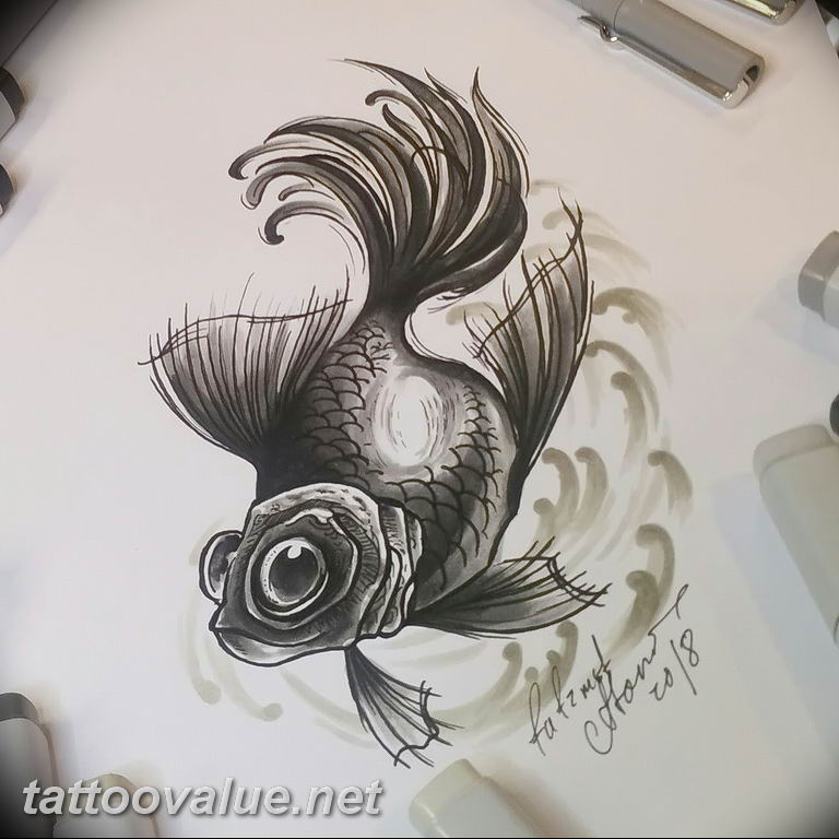 photo goldfish tattoo 04.01.2019 №176 - goldfish tattoo idea - tattoovalue.net