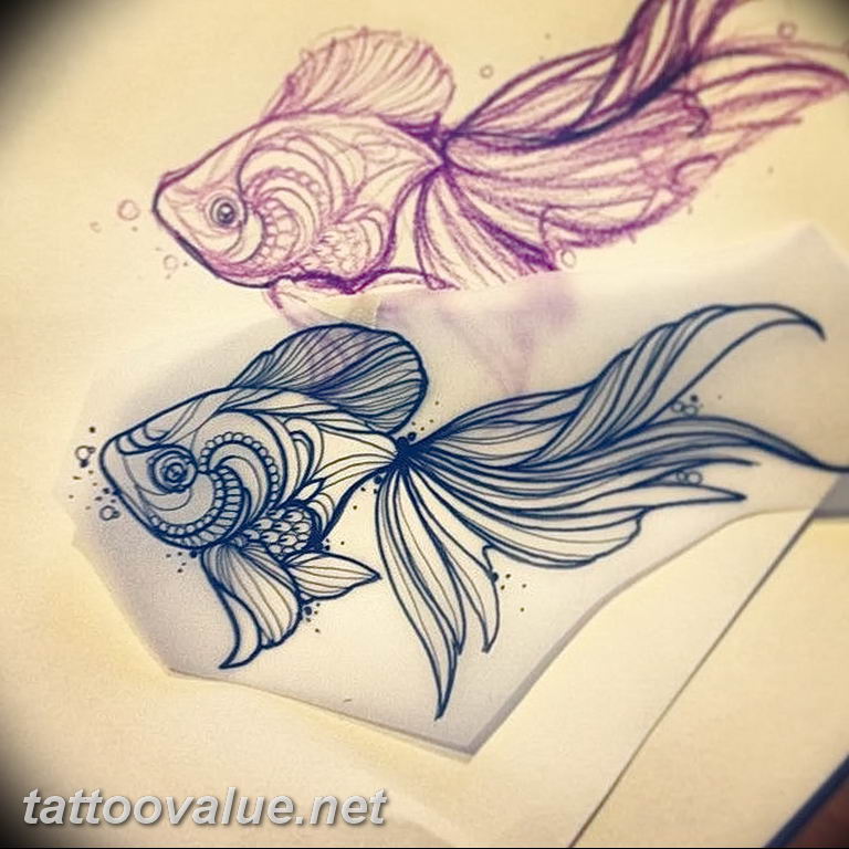 photo goldfish tattoo 04.01.2019 №255 - goldfish tattoo idea - tattoovalue.net