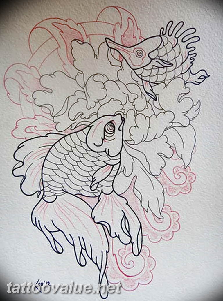 photo goldfish tattoo 04.01.2019 №311 - goldfish tattoo idea - tattoovalue.net