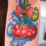 photo tattoo cherry 28.01.2019 №003 - an example of drawing a cherry tattoo - tattoovalue.net