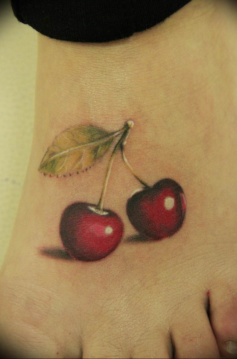 photo tattoo cherry 28.01.2019 №019 - an example of drawing a cherry tattoo - tattoovalue.net