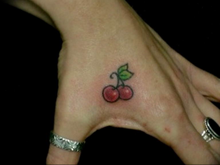 photo tattoo cherry 28.01.2019 №021 - an example of drawing a cherry tattoo - tattoovalue.net