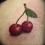 photo tattoo cherry 28.01.2019 №023 - an example of drawing a cherry tattoo - tattoovalue.net