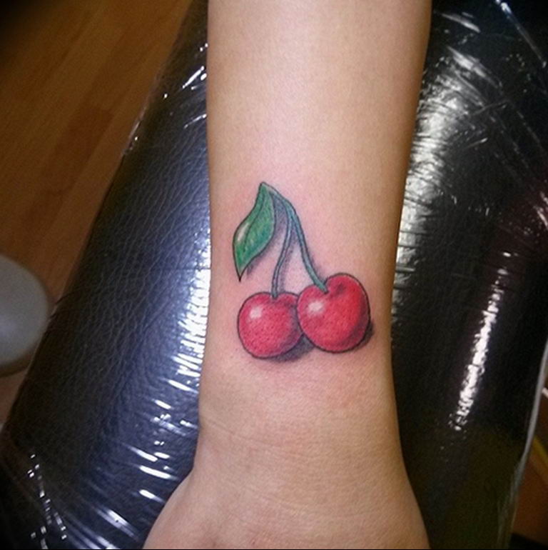 photo tattoo cherry 28.01.2019 №034 - an example of drawing a cherry tattoo - tattoovalue.net