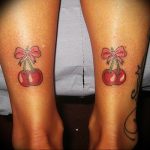photo tattoo cherry 28.01.2019 №037 - an example of drawing a cherry tattoo - tattoovalue.net