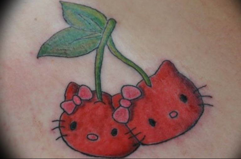 photo tattoo cherry 28.01.2019 №050 - an example of drawing a cherry tattoo - tattoovalue.net