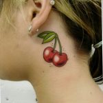 photo tattoo cherry 28.01.2019 №054 - an example of drawing a cherry tattoo - tattoovalue.net
