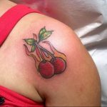 photo tattoo cherry 28.01.2019 №064 - an example of drawing a cherry tattoo - tattoovalue.net