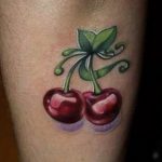 photo tattoo cherry 28.01.2019 №069 - an example of drawing a cherry tattoo - tattoovalue.net