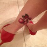 photo tattoo cherry 28.01.2019 №084 - an example of drawing a cherry tattoo - tattoovalue.net