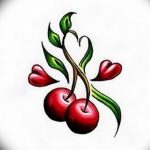 photo tattoo cherry 28.01.2019 №103 - an example of drawing a cherry tattoo - tattoovalue.net