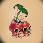 photo tattoo cherry 28.01.2019 №141 - an example of drawing a cherry tattoo - tattoovalue.net