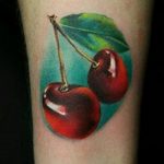 photo tattoo cherry 28.01.2019 №153 - an example of drawing a cherry tattoo - tattoovalue.net