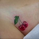photo tattoo cherry 28.01.2019 №177 - an example of drawing a cherry tattoo - tattoovalue.net