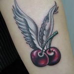 photo tattoo cherry 28.01.2019 №197 - an example of drawing a cherry tattoo - tattoovalue.net
