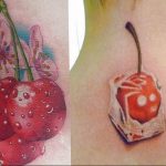 photo tattoo cherry 28.01.2019 №198 - an example of drawing a cherry tattoo - tattoovalue.net