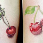 photo tattoo cherry 28.01.2019 №210 - an example of drawing a cherry tattoo - tattoovalue.net