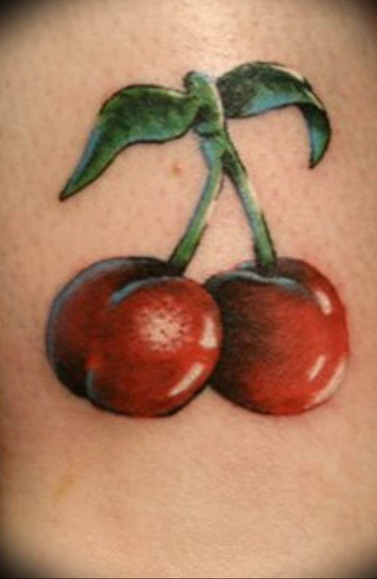 photo tattoo cherry 28.01.2019 №211 - an example of drawing a cherry tattoo - tattoovalue.net