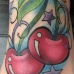 photo tattoo cherry 28.01.2019 №222 - an example of drawing a cherry tattoo - tattoovalue.net