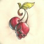photo tattoo cherry 28.01.2019 №237 - an example of drawing a cherry tattoo - tattoovalue.net