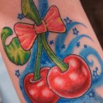 photo tattoo cherry 28.01.2019 №249 - an example of drawing a cherry tattoo - tattoovalue.net