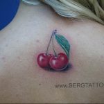 photo tattoo cherry 28.01.2019 №255 - an example of drawing a cherry tattoo - tattoovalue.net