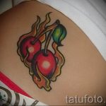 photo tattoo cherry 28.01.2019 №260 - an example of drawing a cherry tattoo - tattoovalue.net