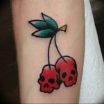 photo tattoo cherry 28.01.2019 №268 - an example of drawing a cherry tattoo - tattoovalue.net