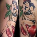 photo tattoo cherry 28.01.2019 №366 - an example of drawing a cherry tattoo - tattoovalue.net