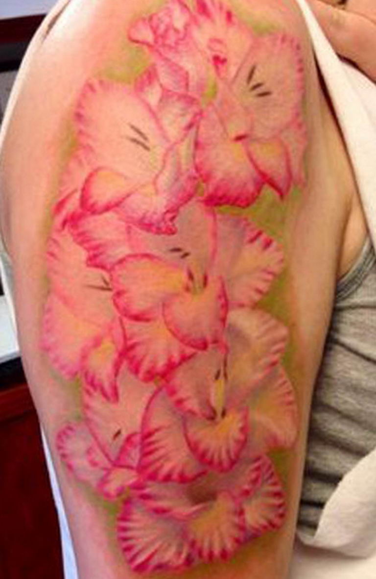 gladiolus watercolor tattoo