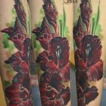 photo tattoo gladiolus 25.01.2019 №067 - drawing a tattoo flower gladiolus - tattoovalue.net