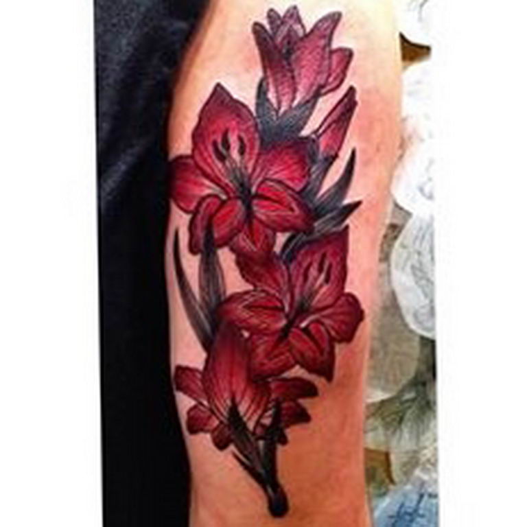 photo tattoo gladiolus 25.01.2019 №003 - drawing a tattoo flower gladiolus - tattoovalue.net
