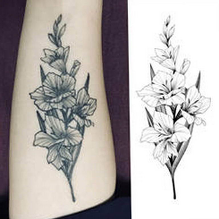 photo tattoo gladiolus 25.01.2019 №008 - drawing a tattoo flower gladiolus - tattoovalue.net
