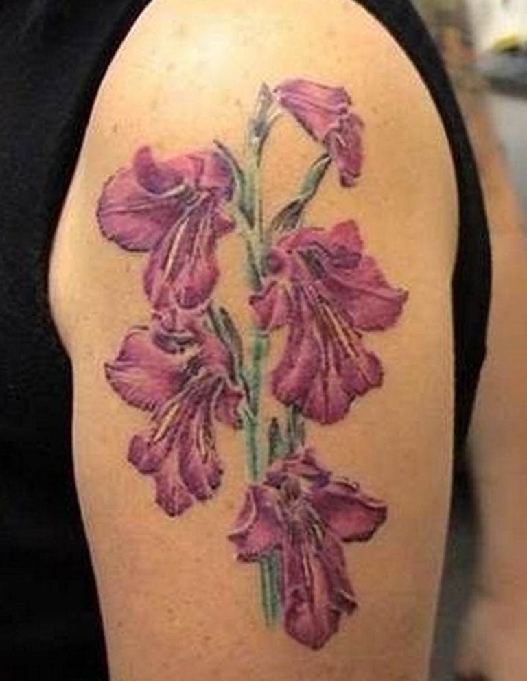 photo tattoo gladiolus 25.01.2019 №015 - drawing a tattoo flower gladiolus - tattoovalue.net