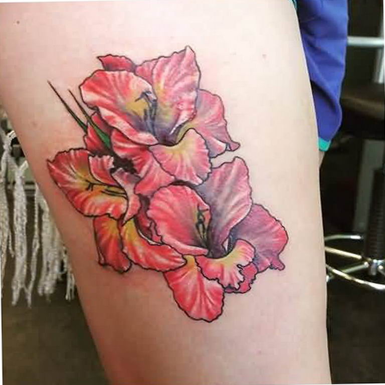 photo tattoo gladiolus 25.01.2019 №019 - drawing a tattoo flower gladiolus - tattoovalue.net