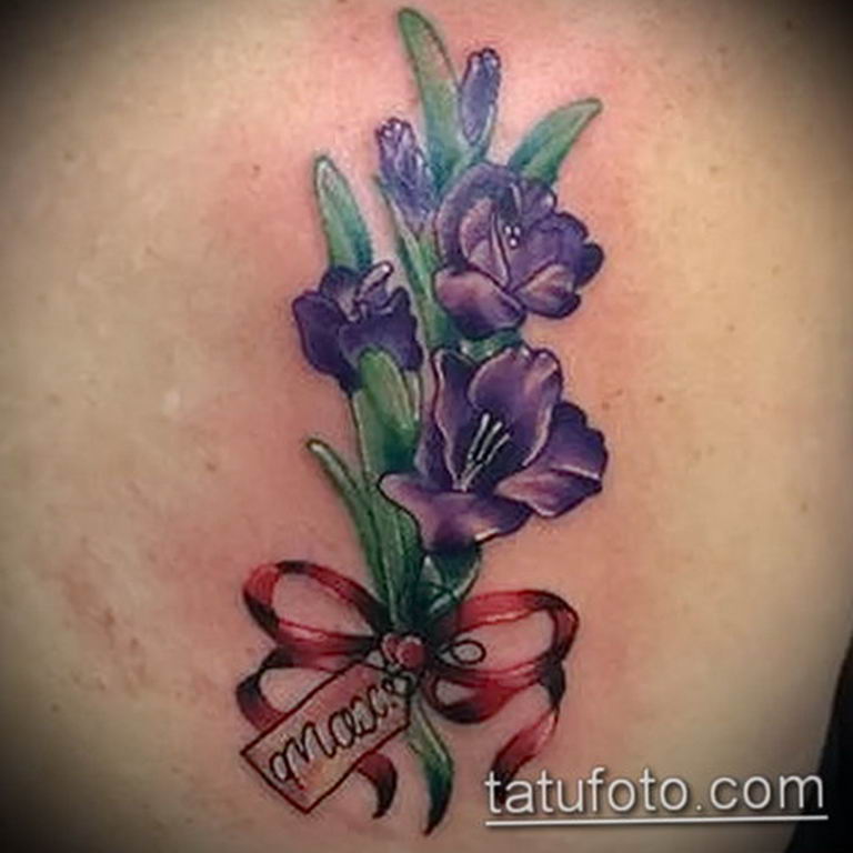 photo tattoo gladiolus 25.01.2019 №020 - drawing a tattoo flower gladiolus - tattoovalue.net