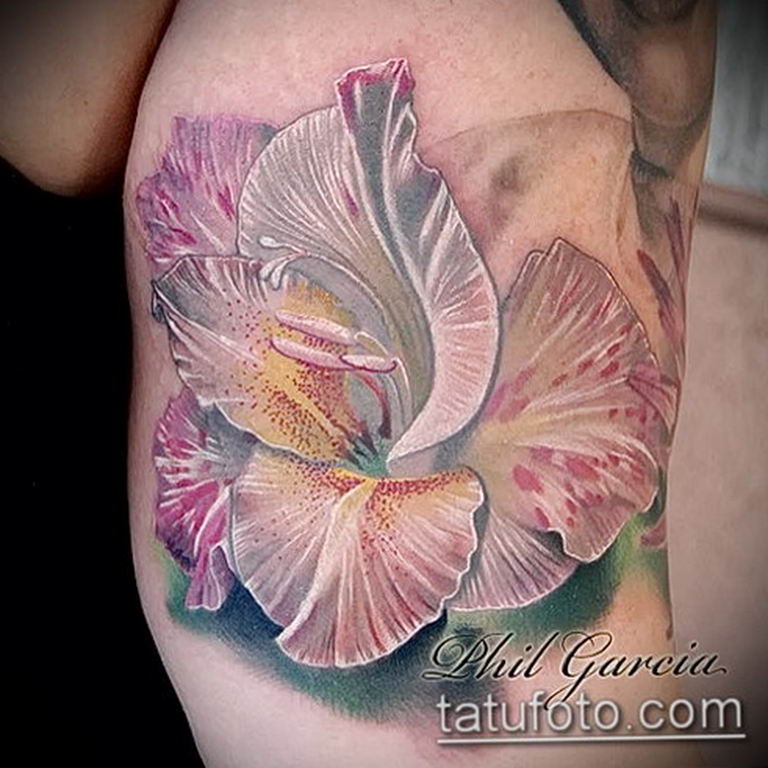 photo tattoo gladiolus 25.01.2019 №023 - drawing a tattoo flower gladiolus - tattoovalue.net