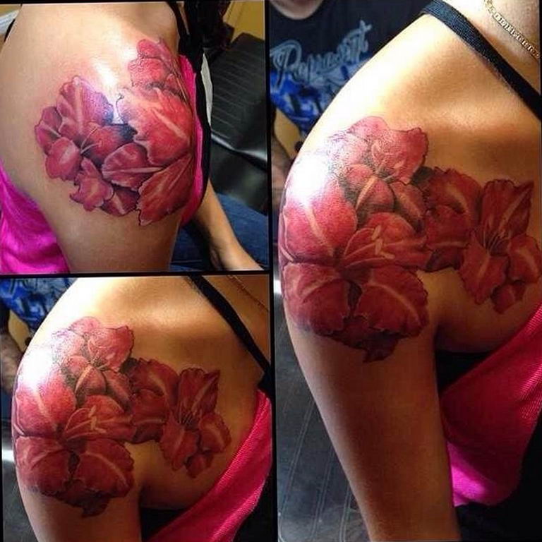 photo tattoo gladiolus 25.01.2019 №025 - drawing a tattoo flower gladiolus - tattoovalue.net