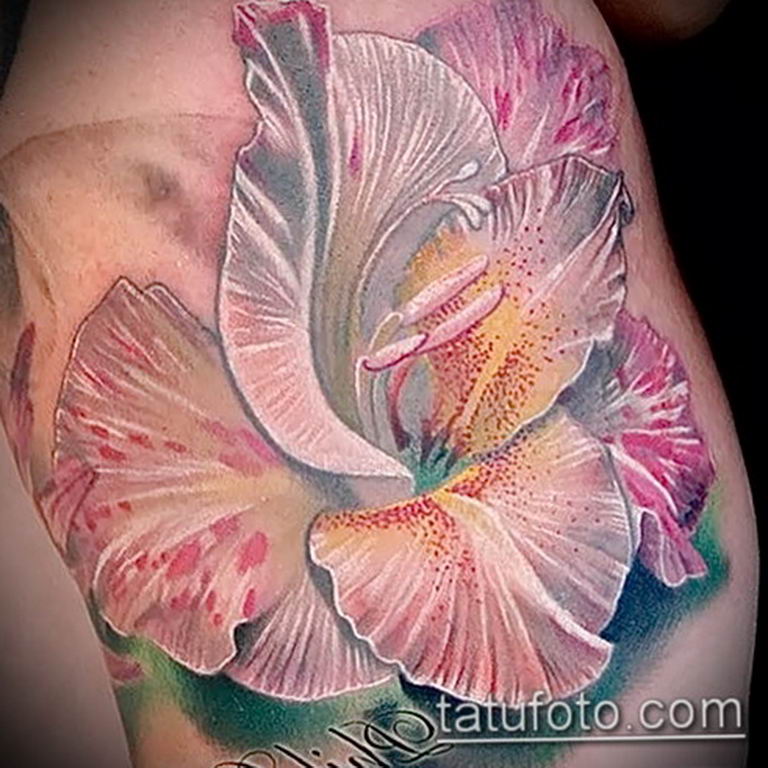 photo tattoo gladiolus 25.01.2019 №027 - drawing a tattoo flower gladiolus - tattoovalue.net