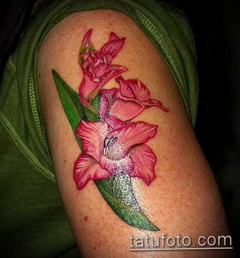 photo tattoo gladiolus 25.01.2019 №036 - drawing a tattoo flower gladiolus - tattoovalue.net