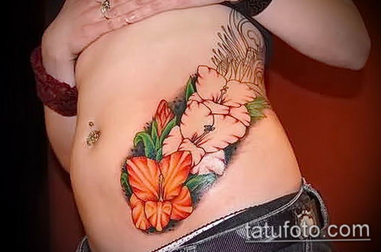 photo tattoo gladiolus 25.01.2019 №038 - drawing a tattoo flower gladiolus - tattoovalue.net