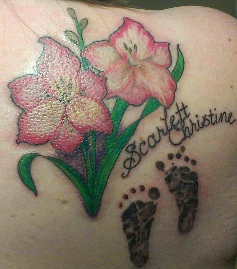 photo tattoo gladiolus 25.01.2019 №040 - drawing a tattoo flower gladiolus - tattoovalue.net