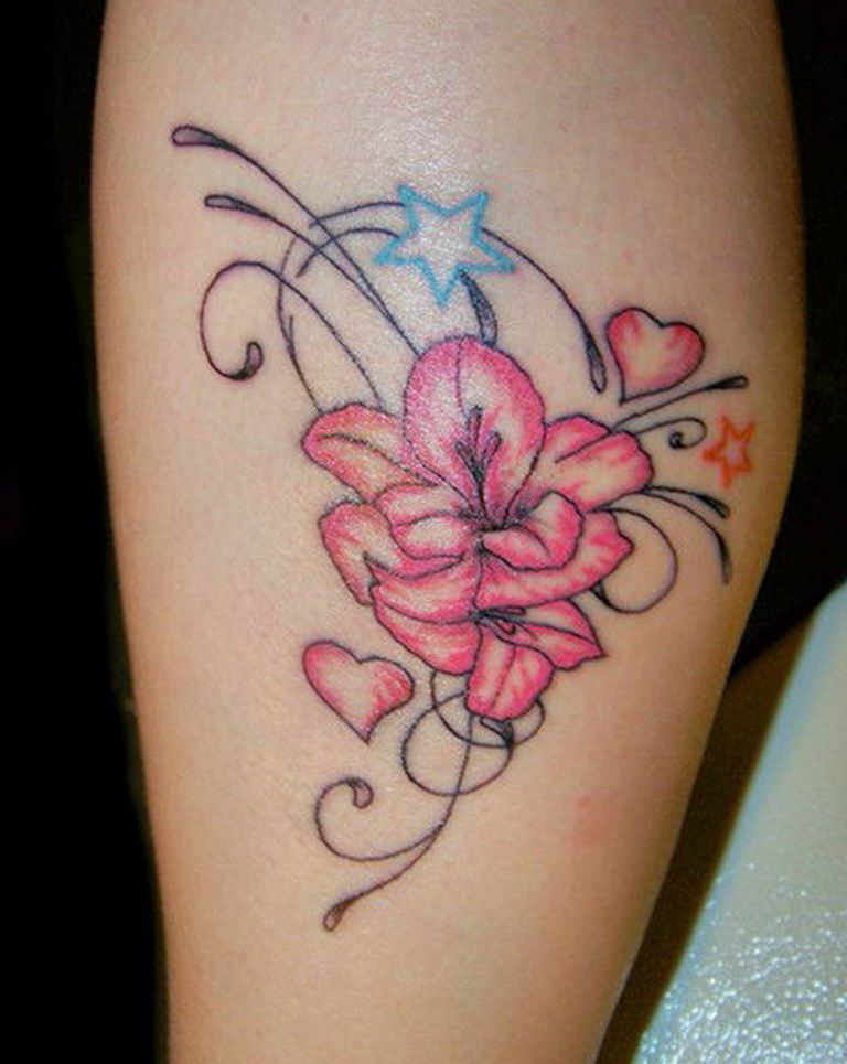 photo tattoo gladiolus 25.01.2019 №042 - drawing a tattoo flower gladiolus - tattoovalue.net