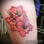 photo tattoo gladiolus 25.01.2019 №052 - drawing a tattoo flower gladiolus - tattoovalue.net