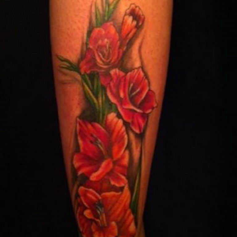 photo tattoo gladiolus 25.01.2019 №053 - drawing a tattoo flower gladiolus - tattoovalue.net