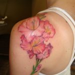 photo tattoo gladiolus 25.01.2019 №059 - drawing a tattoo flower gladiolus - tattoovalue.net
