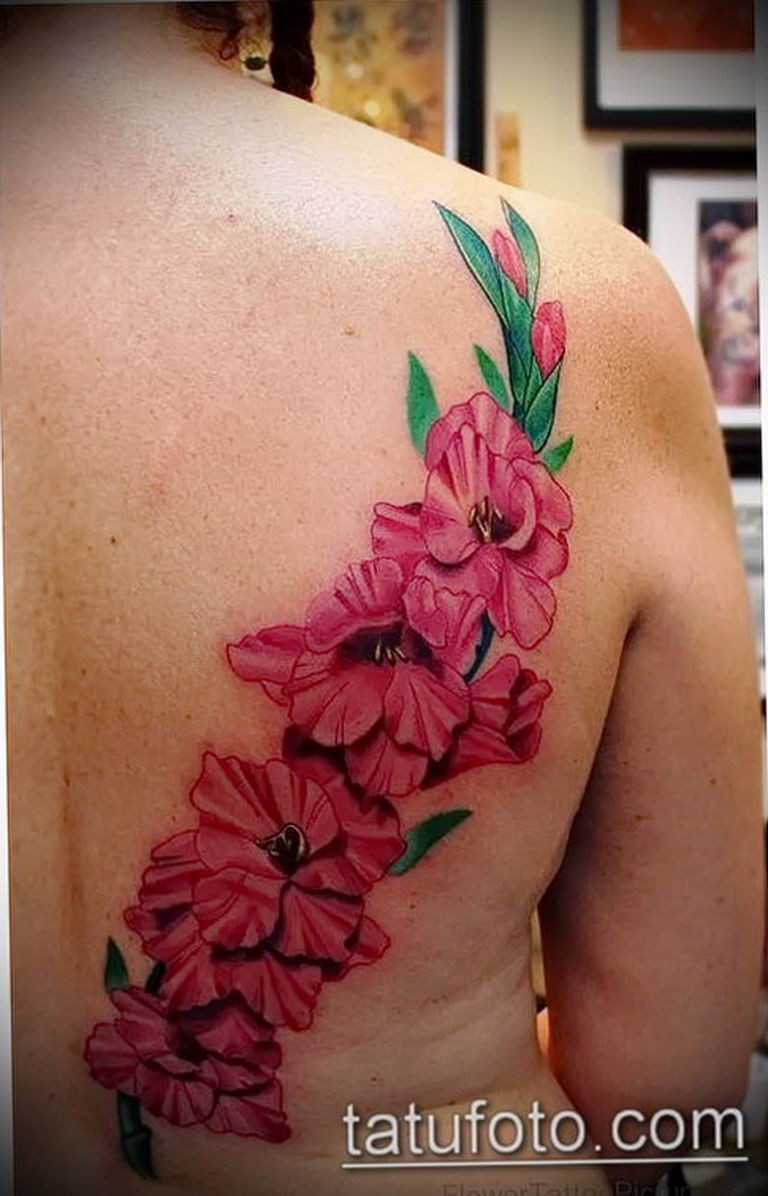 photo tattoo gladiolus 25.01.2019 №069 - drawing a tattoo flower gladiolus - tattoovalue.net