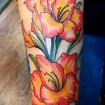 photo tattoo gladiolus 25.01.2019 №075 - drawing a tattoo flower gladiolus - tattoovalue.net