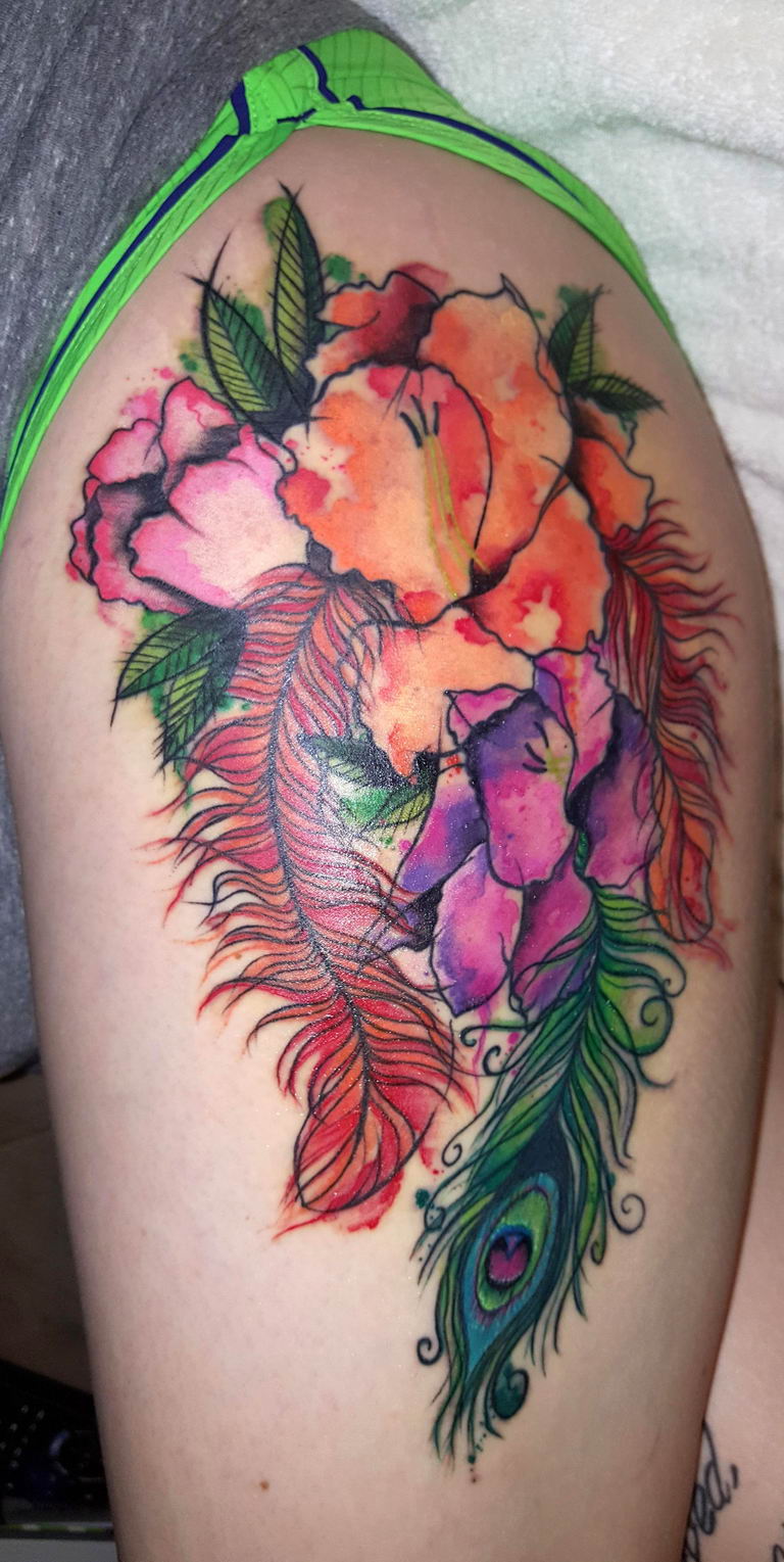 photo tattoo gladiolus 25.01.2019 №080 - drawing a tattoo flower gladiolus - tattoovalue.net